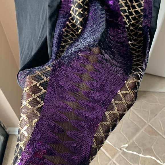 Purple Sequin Long Sleeve Midi Dress - Picture 8 of 9